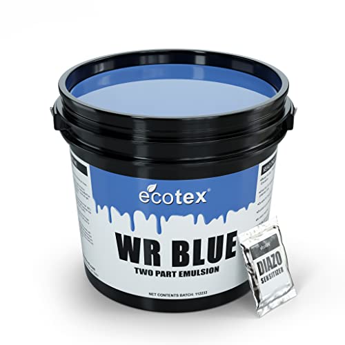 Ecotex® WR Blue Water Resistant Emulsion - Screen Printing Emulsion, 1 Gl | Diazo Included, Highly Water Resistant And Durable - Compatible With Water Based Screen Printing Ink, Made In The USA - Gal - size: Gallon - 128 oz.
