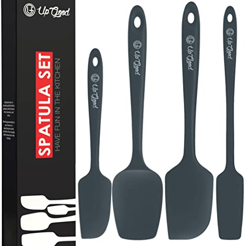 UpGood Silicone Spatula Set 600°F - High Heat Resistant Nonstick, Small and Large Kitchen Spatulas - Flexible BPA Free Professional Grade Cookware - Utensils for Cooking, Baking, Mixing(4 Pcs, Grey) - color: Gray, size: 4 Piece Set