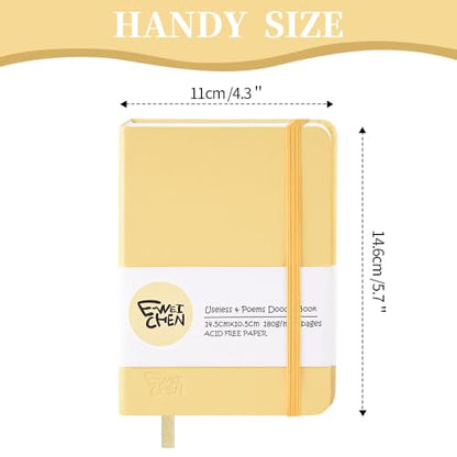 5.7x4.1" Hardcover Mixed Media sketchbook,Pocket Junk Journal Supplies - color: PU Cover-5.7x4.1in-Yellow