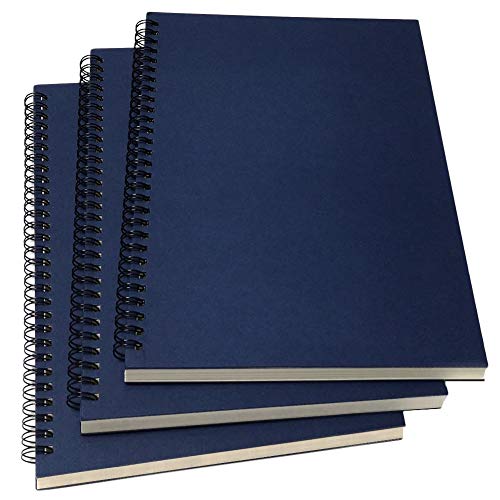YUREE B5 Spiral Notebook/Spiral Journal Unruled, 100gsm Thick Blank Paper & Hard Kraft Cover, 65 Sheets (130 Pages), 3-Pack, 10.5" x 7.2", Blue - color: Blue