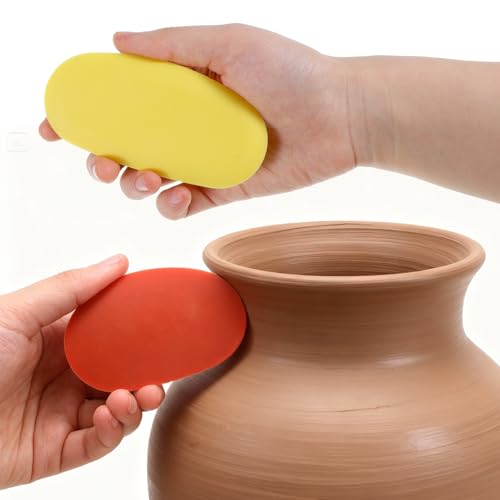 6 Pack Pottery Ribs Soft Rubber Pottery Rib Mud Tools Ceramic Sculpture Modeling Cutter Clay Scraper Crafts Shaping Tool Set for Smooth Finishing and Removing Finger Marks, 3 Different Sizes