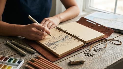 EvZ 7-Inch Refillable A6 Binder Notebook - Premium Vegan Leather Personal Planner, Eco-Friendly Journal with 6-Ring Loose-Leaf System for Writing, Business, and Creative Sketches, Brown - color: Brown, size: 7 Inches
