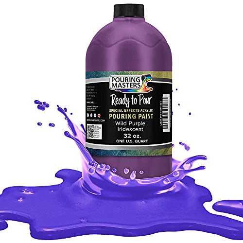 Pouring Masters Wild Purple Iridescent Special Effectsr Acrylic Pouring Paint - Premium 32-Ounce Pre-Mixed Fluid Acrylic Paint - Fluid Art Supplies for Canvas, Wood, Paper, Tile & Rocks - color: Wild Purple, size: 32 Fl Oz (Pack of 1)