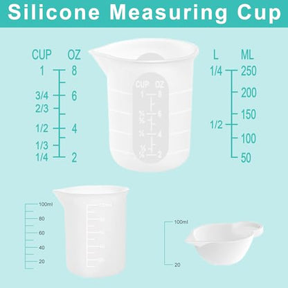 Silicone Measuring Cups for Resin Supplies,Resin Kit for 250ml &100ml Non-Stick Mixing Cups,Silicone Cups for Resin Molds,Epoxy Resin Cups,Cooking,Casting Molds,Jewelry Makin,DIY Crafts - size: 250ml - 10ml