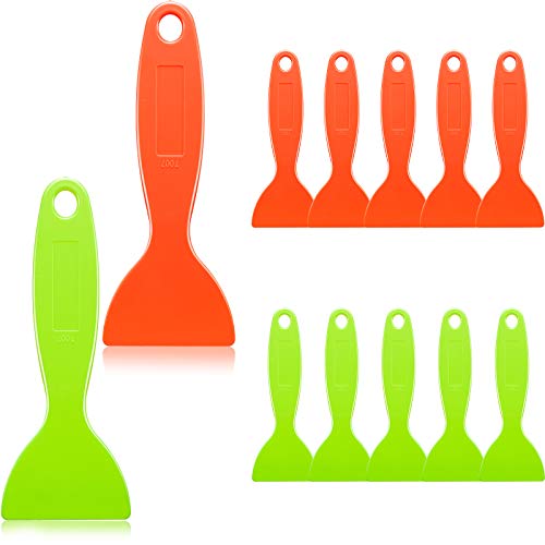12 Pieces Plastic Spatula Putty Knife Air Bubble Remover Sticker Installation Tool Flexible Paint Scrapers for 3D Printing Resin Removal Vinyl Film Wrap Cleaner (Orange, Green) - color: Orange, Green