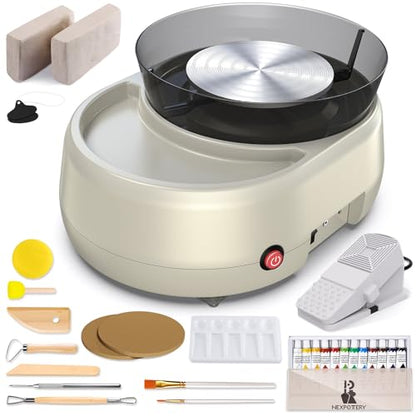 Pottery Wheel for Beginners - Upgraded Pottery Wheel with 6" Turntable with Two-Way Rotation, 2.2lb Clay, Art Supplies Sculpting Tools, Craft Gifts for Teens Kids Adults (Grey) - color: Grey