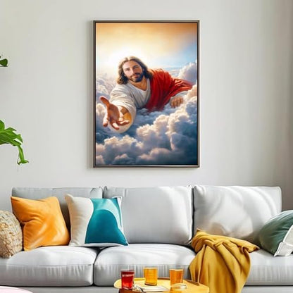 Jesus Diamond Art Kits for Adults, DIY 5D Religious Diamond Painting Kits for Beginners, Round Full Drill Diamond Dots Paintings,Diamonds Pictures Gem Art for Adults Crafts Home Decor 12x16 Inch - style: Jesus