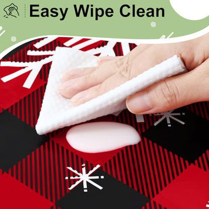 4 Packs Christmas Buffalo Disposable Table Cloth, 54 x 108 Inch Waterproof Plastic Tablecloth, Rectangle Black Red and White Checkered Table Covers for Picnic, Birthday, Party - color: Black Red and White, size: 54" x 108" - 4 Pack