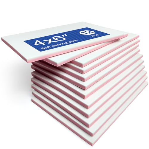 Falling in Art 12 Pack 4x6 Rubber Carving Block, Easy Cut Lino Blocks - size: 4''x6'' 12 Pack