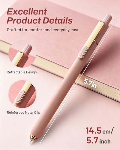 SUNEE Gel Pens, 6 Pack 0.5mm Pens Fine Point Smooth Writing Pens with Quick-Dry Black Ink, Cute Aesthetic School Office Note-Taking Pens for Journaling - Pink - color: Pink, style: 6 Pack