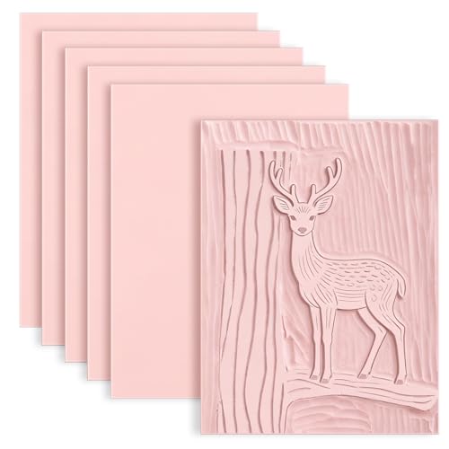 6 Pack 4"x6" Pale Pink Rubber Stamp Carving Blocks Rubber Carved Brick for Stamp Soft Rubber Crafts and DIY Craft Project - style: 4"x6"