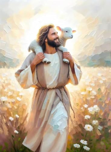 Jesus Paint by Numbers Kit for Adults Framed Canvas 12X16 in, Frameworkless | Easy Adult Paint by Number Kits on Canvas DIY Christianity Painting for Beginners Art by Numbers for Home Wall Decor Gift - color: YH02677