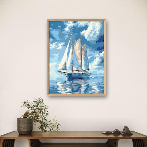 Leczany Cross Stitch Stamped 11CT 3 Strands Kits for Adults Beginners Patterns Craft Kit Needlepoint Full Range of Embroidery Kits DIY Starter | Sailboat 15.8×20.9 inches - color: 11CT Stamped kits, Sailboat 15.8×20.9 inches