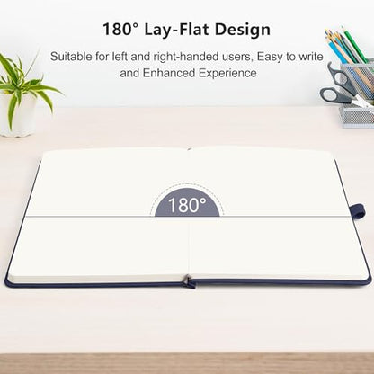RETTACY Blank Journal Notebook, 192 Pages per Pack, A5 Size (5.7'' x 8.3'') - color: Black & Navy Blue