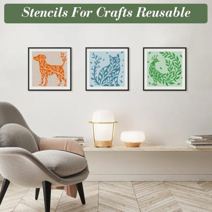 Animal Flower Stencils for Crafts Reusable 24Pcs Stencils(7.8X7.8 Inch) - color: Animal 7