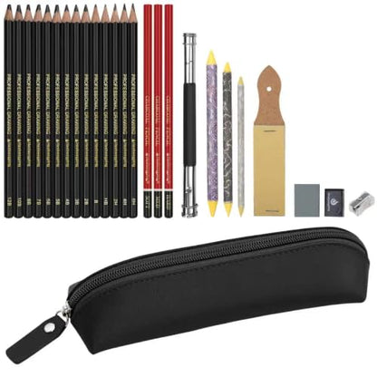 Heshengping, Sketching and Drawing Pencils Set-26pcs,Art Supplies Drawing Kit,Graphite Charcoal Professional Pencils Set, Adults Beginners Artist - style: Black | 26 Pack