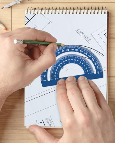 Honagu Triangular Ruler Set, 4 Pieces Aluminum Alloy Ruler, Metal Drafting Ruler, Geometric Protractor for Students, Draftsmen, Engineers, School Office Supplies (Blue) - color: Blue