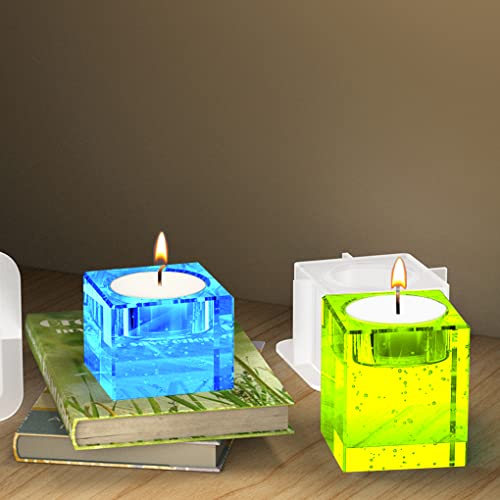 3Pcs CandleResin Molds, Square Candle Holder Silicone Molds for Tealight Holder Epoxy Resin Casting DIY Plaster,Cement Concrete Craft Home Decor