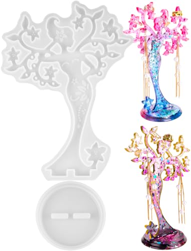 NiArt Beauty Jewelry Holder Epoxy Resin Silicone Casting Mold Kit, 2PCS Earing Stand Display for Necklaces Bracelets Storage Jewelry DIY Crafts Arts Handcraft Home Decoration Gift