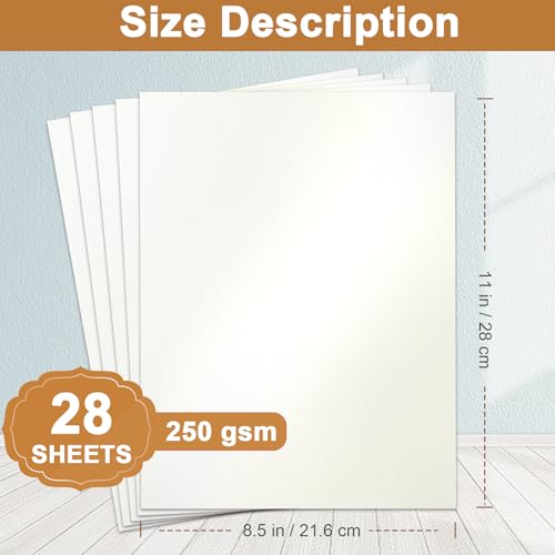 Silunkia 28 Sheets Cream Shimmer Cardstock 8.5 x 11 Off White Paper 92lb | Heavyweight Glossy Paper Card Stock for DIY Cards Making, Business Cards, Wedding Invitations, Crafting, Menus - color: Cream, size: 28 Sheets