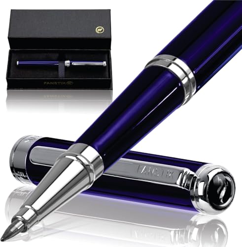 FANSTIK Blue Luxury Rollerball pen, fancy gift set for women, Chrome Finish, Professional executive pen gift set for men (Lux Rollerball Blue) - color: C RollerBall Blue