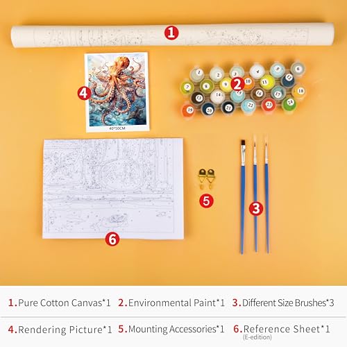 TUMOVO Octopus Acrylic Paint by Numbers Kit for Adults - color: Octopus