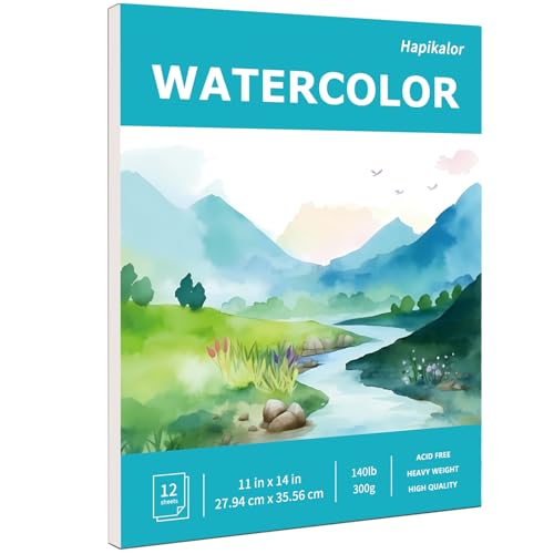 Hapikalor Watercolor Paper, 11"x14" Water Color Paper, 140lb/300gsm Teal | Artist Painting Drawing Paper Book, Art Supplies for Adults Kids, Watercolors, Watercolor Paint Set, Sketchbook, Journal - color: Teal, size: 11"x14" Pad