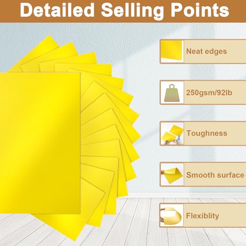 Silunkia 28 Sheets Shimmer Yellow Cardstock 8.5 x 11 Craft Paper 92lb | Thick Printer Paper Card Stock for DIY Making Cards, Office, Scrapbooking, Invitations, Memos, Wedding - color: Yellow, size: 28 Sheets