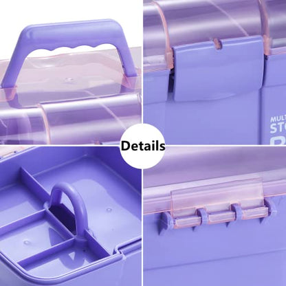 Kinsorcai 11'' Plastic Box Organizer with Removable Tray, Sewing Box Organizer (Purple) - color: Purple