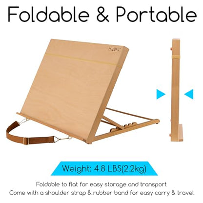 MEEDEN A2 Wooden Tabletop Easel for Painting, 5-Position Adjustable Drawing & Sketching Board with Shoulder Strap, Portable Beechwood Desktop Art Easel Stand for Adults, Artists, Beginners & Student - size: A2（25 8/9 L * 16 1/4W）