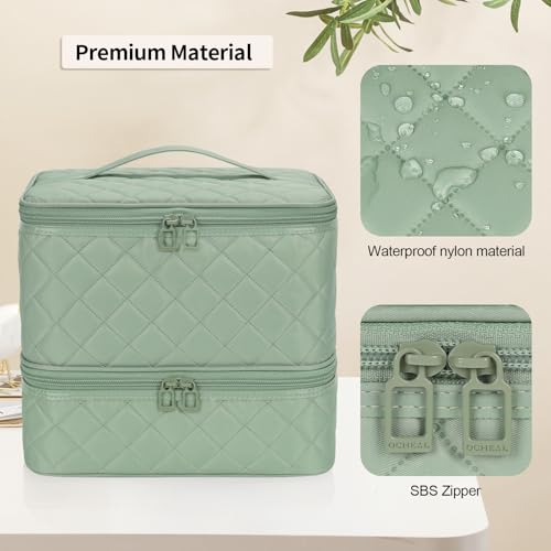 Nail Polish Organizer Bag Holds 30+ Bottles (15ml/0.5 fl.oz) &UV Nail Lamp - color: 02-Green, size: 30 Bottles