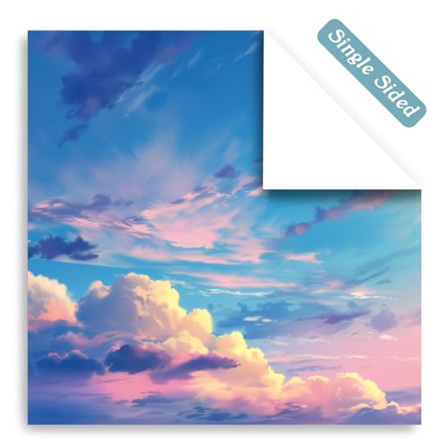 Scrapbook Paper, 24 Sheets 6"×6" 160gsm Single-Sided Patterned Cardstock - color: 24 sheets-colorful sky
