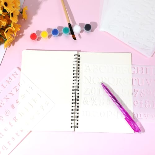 15 Pack Letter Stencils for Painting, Reusable Small Alphabet Stencils Plastic Letter and Number Stencil Templates Kit for Scrapbook, DIY Crafts, Art Projects (1/2, 3/4, 1, 2 Inch)