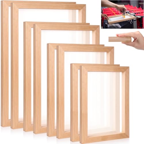CroBlissful 8 Pcs 4 Size 160 Mesh Wood Silk Screen Printing Frame High Tension Nylon Mesh for Screen Printing Fabric Paper Beginners 10 "x 14 ", 8 "x 12 ", 6" x 10", 5"×9" - style: 160 Mesh