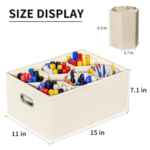 Aokeyee Marker Organizer Storage Box With Lids, Craft Organizers and Storage, Multipurpose Stackable Storage Containers For Organizing Tool, Art Supply, Crayon