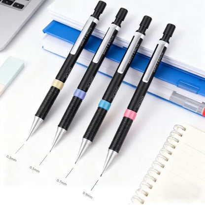4Pcs Mechanical Pencils Set, 0.3/0.5/0.7/0.9mm Drafting Pencils