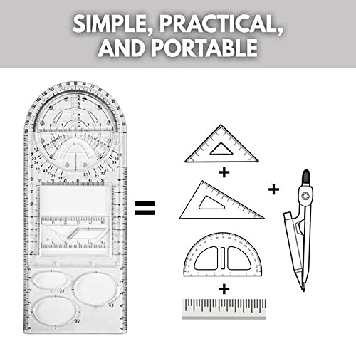 1PCS Multifunctional Geometric Ruler Geometric Drawing Template Measuring Tool Plastic Draft Rulers Students for School Office Supplies