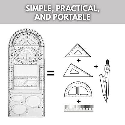 1PCS Multifunctional Geometric Ruler Geometric Drawing Template Measuring Tool Plastic Draft Rulers Students for School Office Supplies