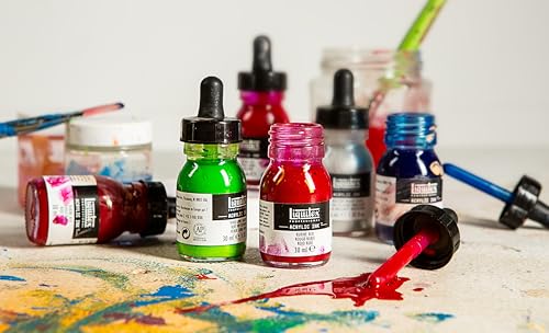Liquitex Professional Acrylic Ink, 1-oz (30ml), Pouring Technique, Primary Colors, Set of 4 | Ultra Fluid Acrylic, Highly Pigmented, Dye-Free, Non-Fading, Satin Finish, Permanent When Dry, Lightfast - color: Pouring Set - Primary Colors