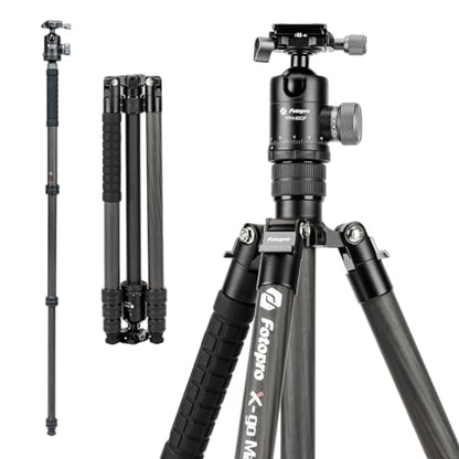 Fotopro 68" Carbon Fiber Travel Tripod, Heavy Duty Camera Tripod with Ball Head, Detachable Monopod with Quick Release Plate and Bag, Load up to 12KG/26lbs - color: Black, size: 68" Max (Carbon Fiber)