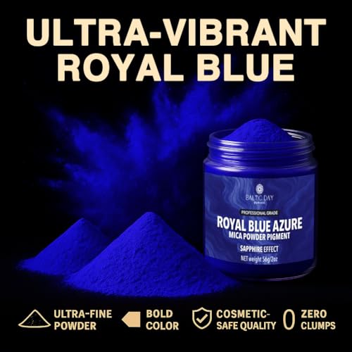 BALTIC DAY Royal Azure Blue Mica Powder 2 oz (56g) – Shimmering Blue Pigment for Epoxy Resin, Soap Making, Candle Dye, Slime, Nail Art, Bath Bombs, Acrylic Pouring & Crafts - color: Royal Azure