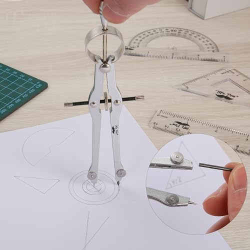 Mr. Pen- Geometry Set, 13 pcs, 3 Metal Compasses, Protractor, 6" Ruler | 45° & 30°/60° Set Squares, Pencils, Lead Refills, Sharpener & Eraser for Math, Drafting & Classroom Use | 45° & 30°/60° Set Squares, Pencils, Lead Refills, Sharpener & Eraser for Mat