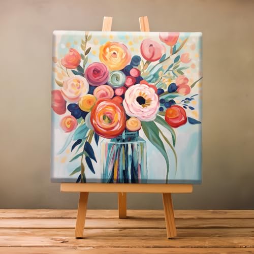 Natuyalo Paint by Numbers Kit for Adults Framed - Colorful Flowers Paint by Number on Canvas with Frame, Vase DIY Acrylic Painting by Number Ideal Gift Home Wall Decor (12x12 Inch) - color: Color-03
