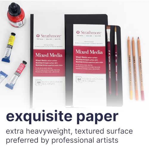 Strathmore 500 Series Mixed Media Paper Art Book, Matte Brown Soft Cover Binding, Natural White, 32 Sheets, 5.5x8.5 inch - size: 5.5x8.5 inch, style: Soft Cover