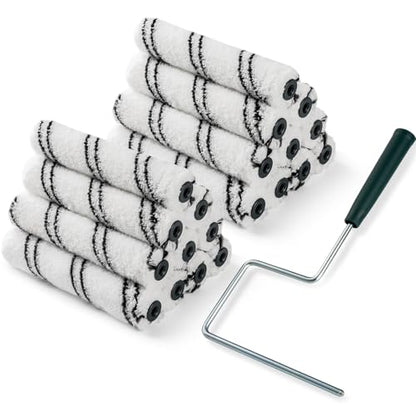 Paint Roller Covers, 20 Pack, 6 Inch, 3/8 Inch Nap | 6 Inch Microfiber Roller Sleeves, Anti-Rust Metal Frame Included, Ideal for Wall & Furniture Painting - size: 6 inch paint roller 20 pack
