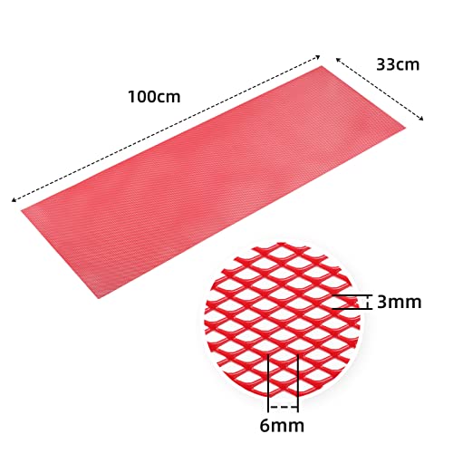 AggAuto Universal 40"x13" Car Grill Mesh 3x6mm Rhombic Hole Red | Aluminum Alloy Automotive Grille Insert Bumper, One of the Most Multifunctional Shape Grids 100x33cm - size: 3x6mm Rhombus - Red