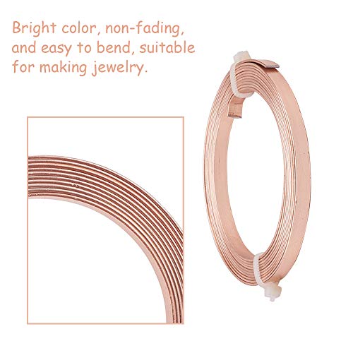 Fashewelry 5mm Aluminum Flat Wire Rose Gold Bendable Metal Craft Wire 6.56Ft x 5 Rolls for Bezel Sculpting Armature Jewelry Making Gem Metal Wrap Total 32.8 Feet - color: Flat-5mm-PeachPuff