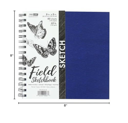 Pro Art Premium Sketch Book 8"x8" 80 Sheets, 60#, Wire, Sketch Book, Sketchbook, Drawing Pad, Pad, Drawing Paper, Art Book, Paper, Sketchbook for - color: 8x8 Wire