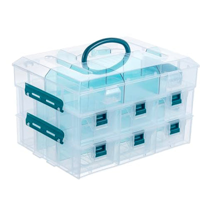 MyGift 11 Inch Craft Storage Organizer Case With 6 Drawers | Customizable Trays, Expandable Storage, Removable Dividers, 6 Drawers, 24 Compartments, Extra Trays Sold Separately - color: Blue