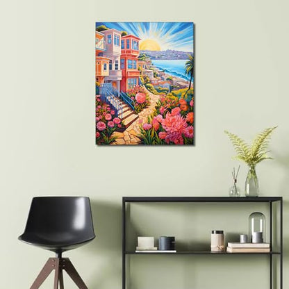 TUMOVO Adults' Acrylic Paint Number Kits - Sea View Landscape DIY Painting, 16 x 20 Inch - color: Landscape